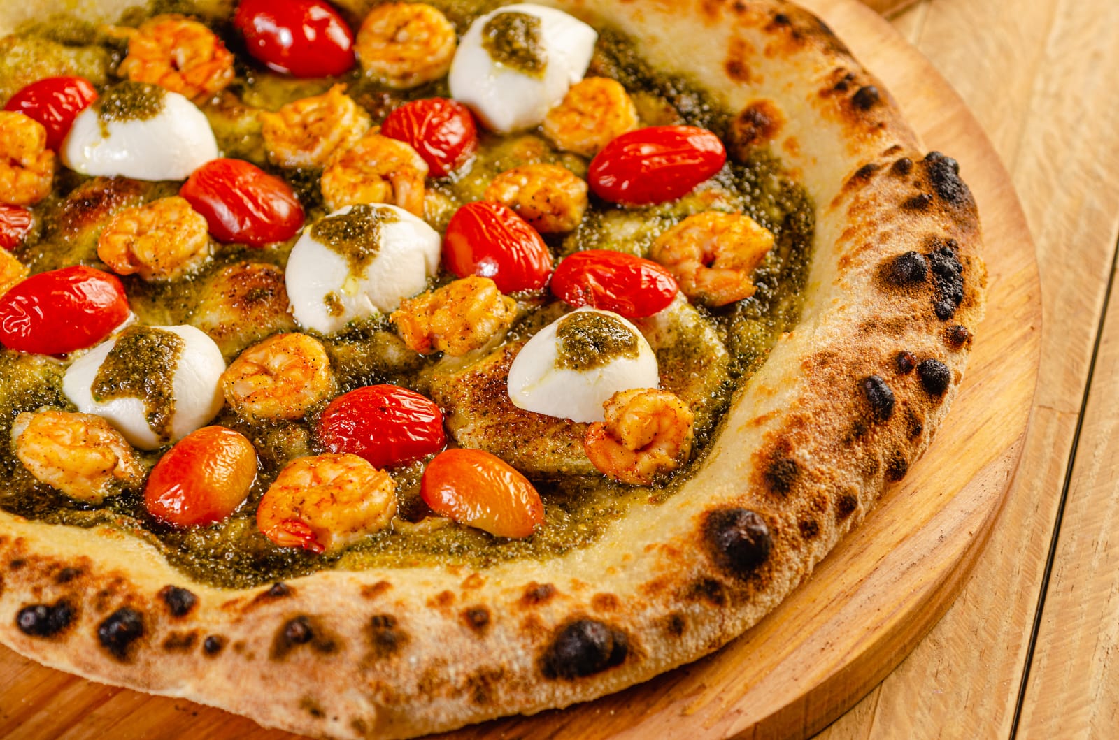 Pizza com camarões da IL Gatto